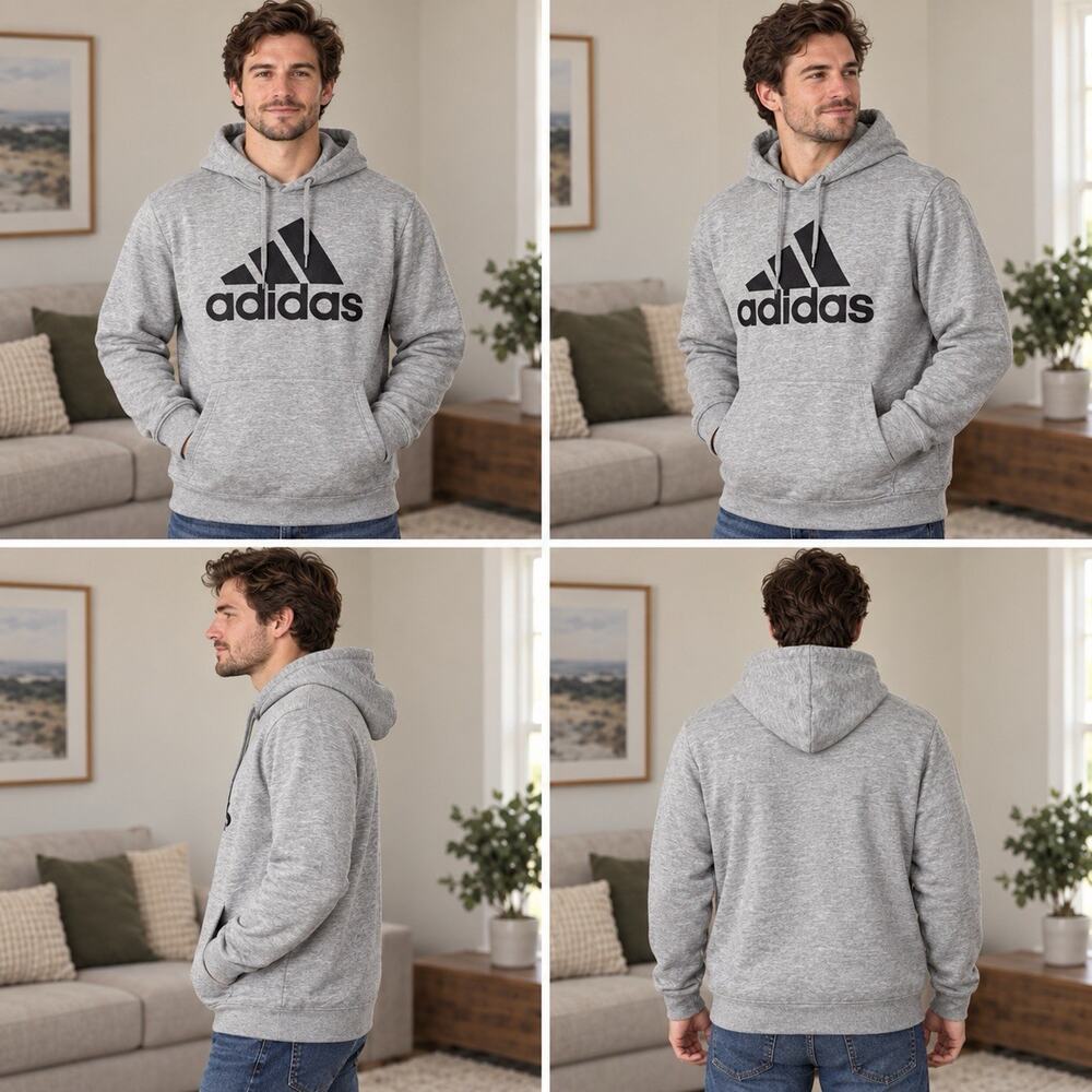 Adidas Golf Men’s XL Gray Pullover Hoodie Big Logo Fleece Sweatshirt